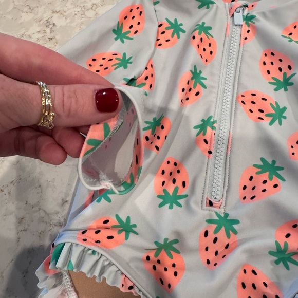 Old Navy 12-18M Strawberry Print Long Sleeve Swimsuit - Picture 8 of 13